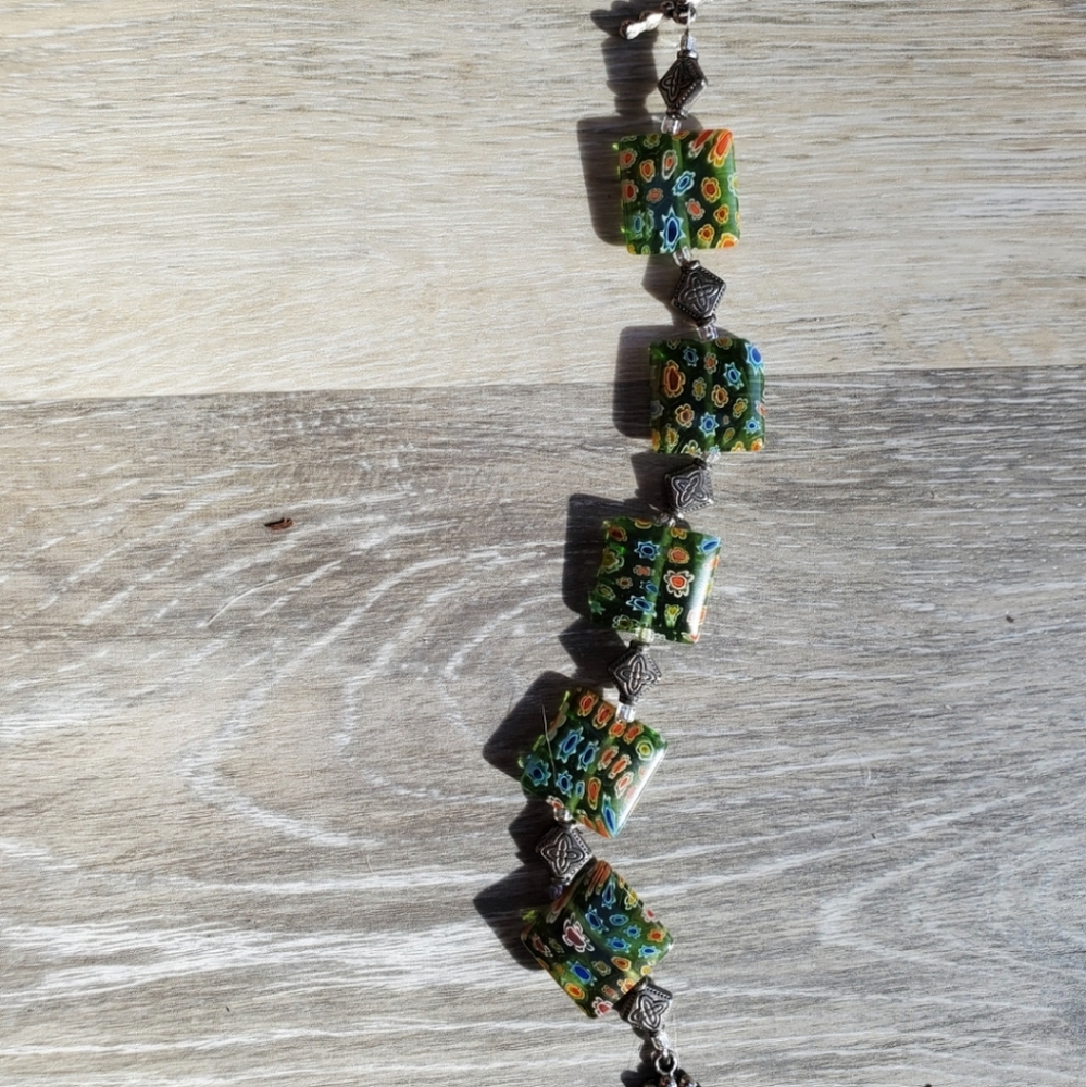 Handmade gree floral design Stone bracelet